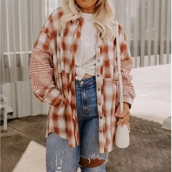 🥳HP🥳 FATE Plaid Two Tone Oversized Shacket - Picture 2 of 11